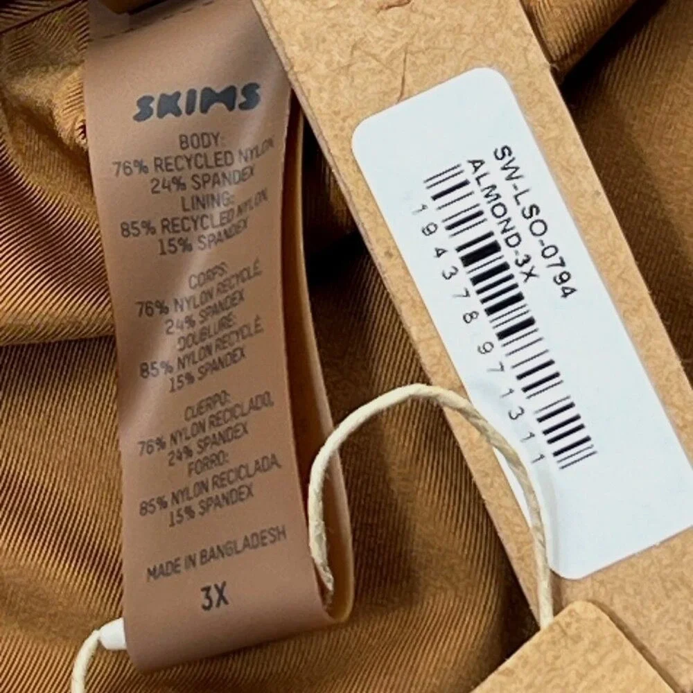 SKIMS Swim Long‎ Sleeve One Piece Almond 3X